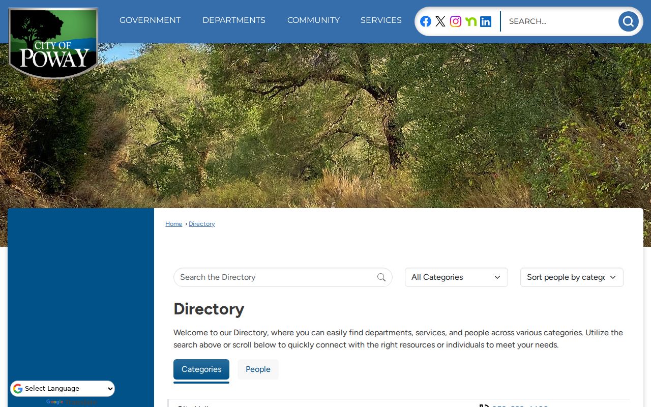 Poway people search in the city staff directory