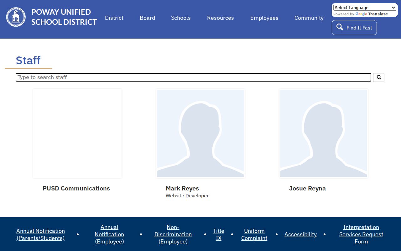 Poway people directories staff search for Poway Unified School District