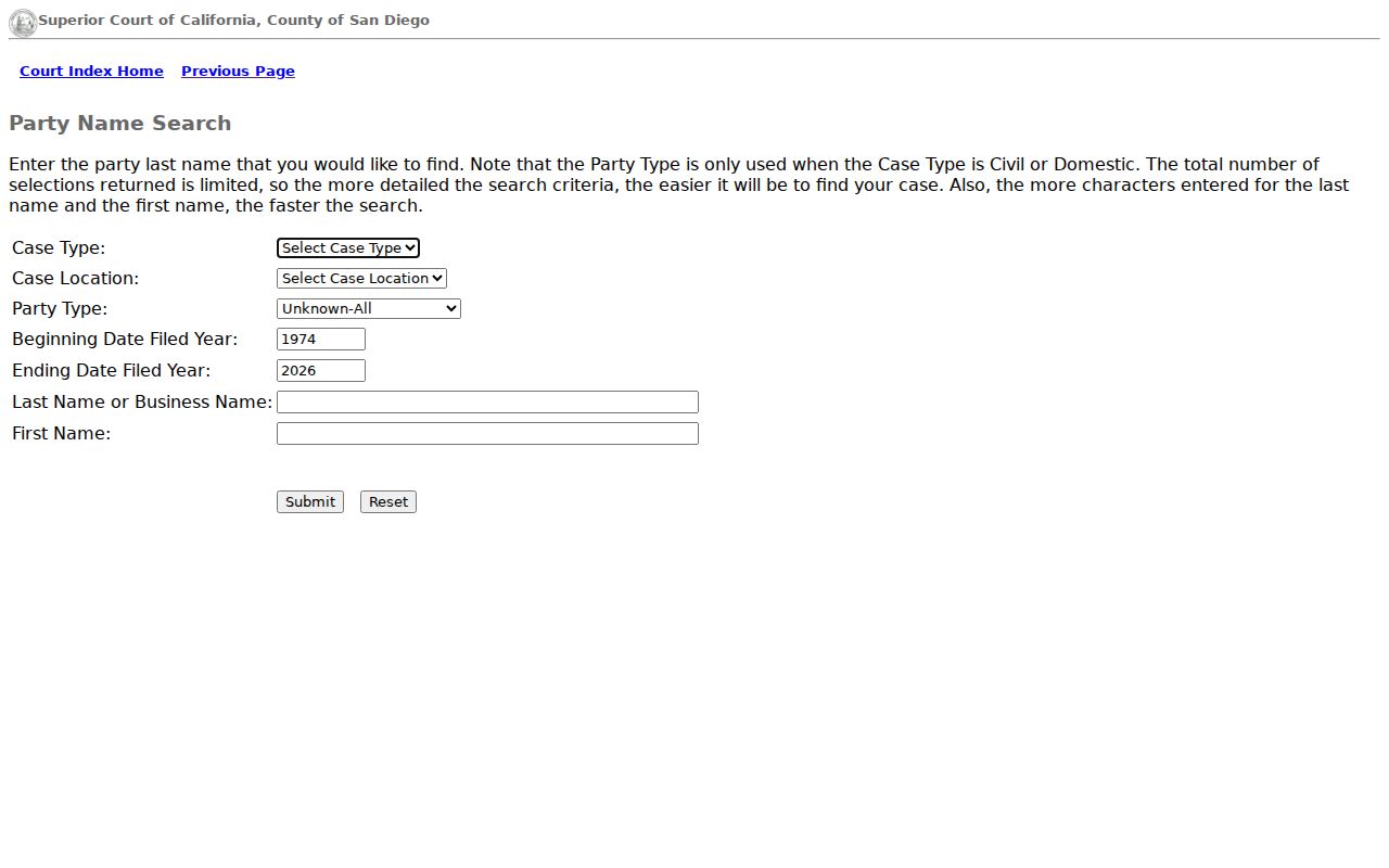 Poway people directories view of San Diego court party name search