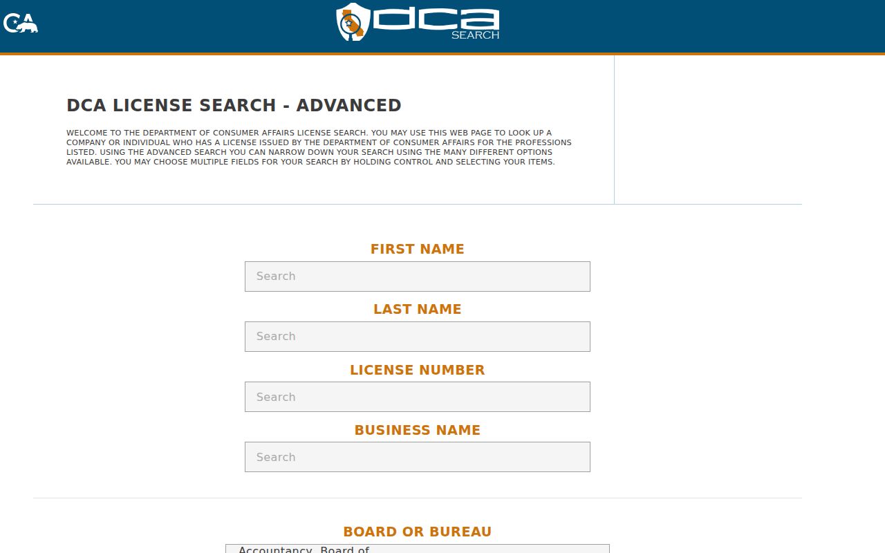Poway voter records comparison with California public license search fields